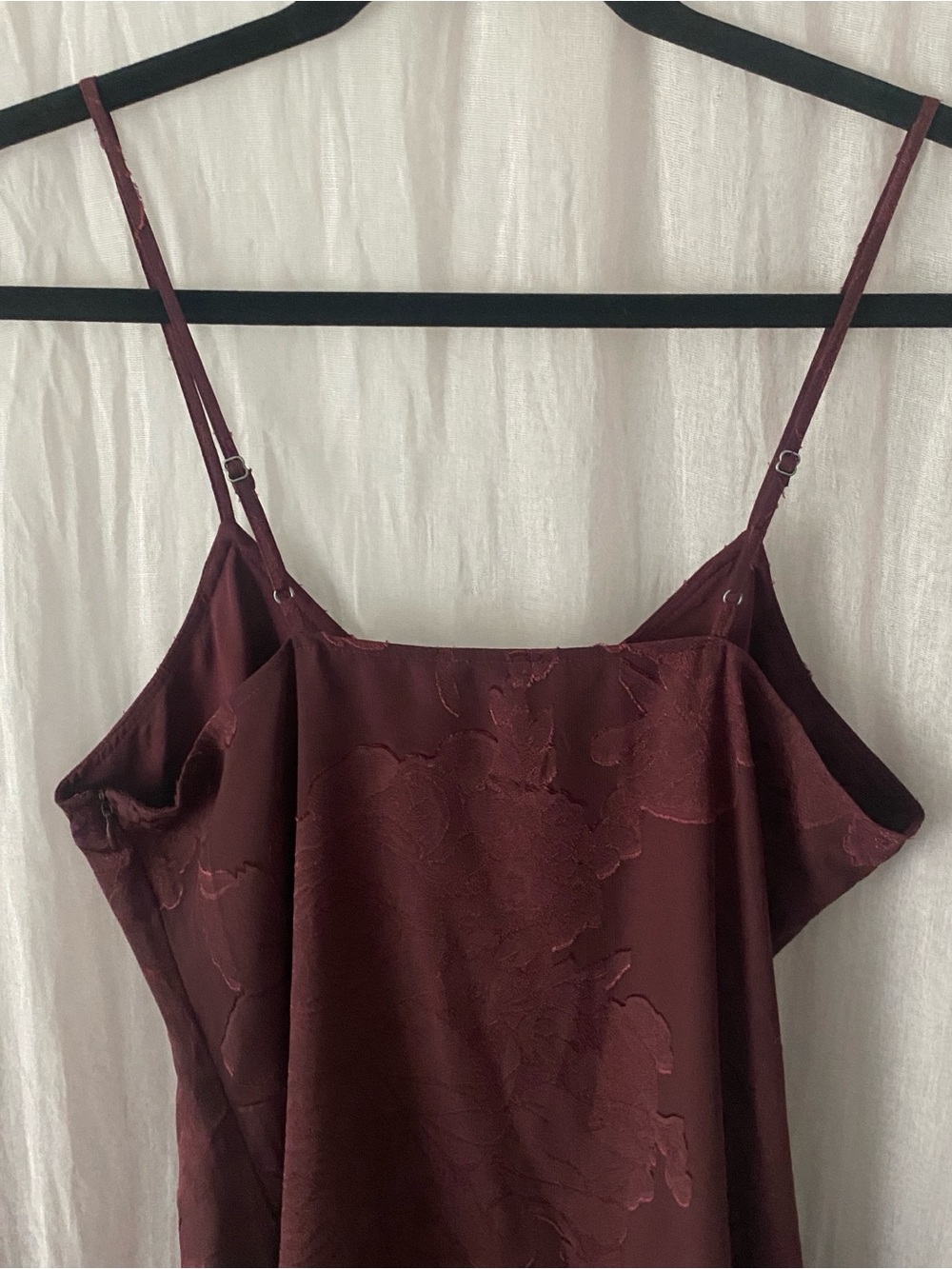 Women's Leith Spaghetti Strap Maxi Slip Dress Deep Burgundy Boho Fairy Grunge Sm - Picture 7 of 9